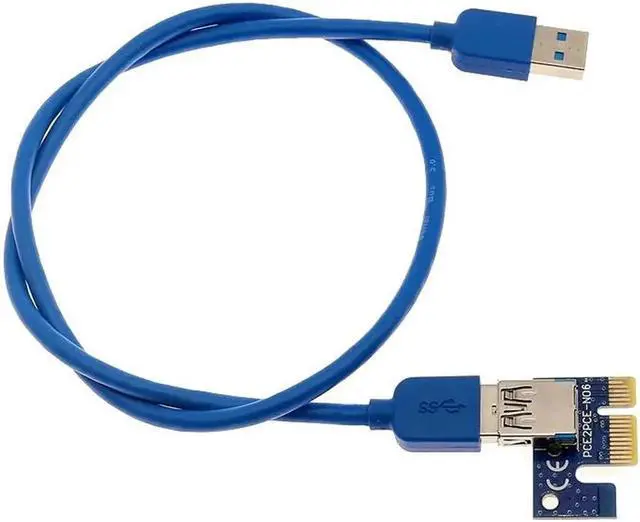 Alt view image 2 of 3 - 0.6M PCI-E 1X to 16X Riser Card Extender PCI Express Extension Cable + USB 3.0 Data Cable / 15Pin SATA to 4Pin Power Cord