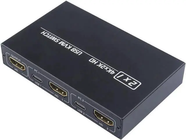 Alt view image 2 of 6 - HDMI-compatible KVM Switch 2Port 4K For Shared Monitor Keyboard Mouse 2-in-1 Connection Adaptive Splitter