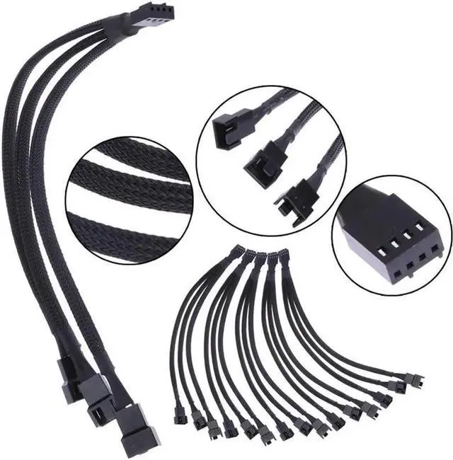 Alt view image 5 of 6 - 30 Cm Line With Shunt 4 Pin To 3 Y-shaped Shunt Cable PWM Extension Cable Fan Shunt Cable Supporting 4/3 Needle Fan