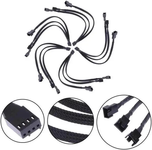 Alt view image 6 of 6 - 30 Cm Line With Shunt 4 Pin To 3 Y-shaped Shunt Cable PWM Extension Cable Fan Shunt Cable Supporting 4/3 Needle Fan