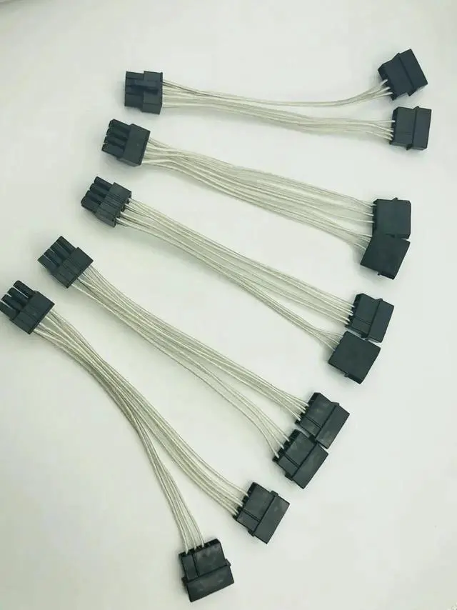 Alt view image 2 of 6 - 5PCS Dual 4Pin to 8Pin (6+2) Graphic Card Power Cable 4P to 8P Graphic Card Cable 18cm Supply Dual D port to 8pin for BTC Mining
