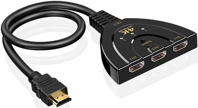 Alt view image 6 of 6 - 3 Port 4K HDMI 2.0 Cable Auto Splitter Switch Switcher 3x1 Adapter HUB 3D 3 to 1 For Monitor PS4 XBox PS5