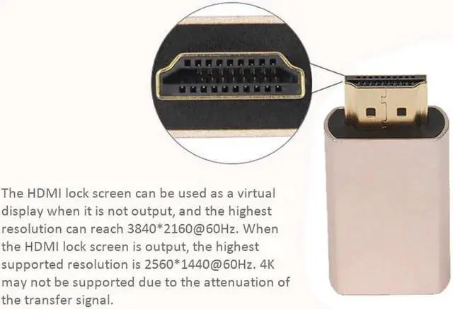 Alt view image 5 of 6 - HDMI-Compatible Lock Screen Signal Holder KVM HDMI2.0 Virtual Adapter EDID DDC Dummy Plug for Display Emulator Up to 3840X2160