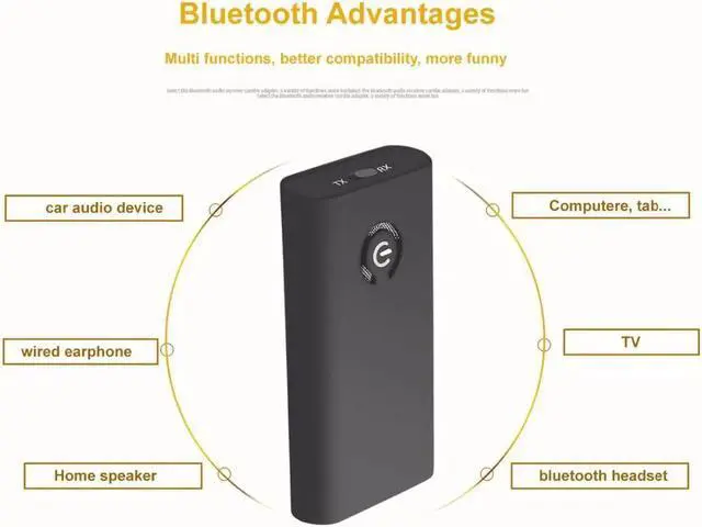 Alt view image 2 of 6 - 2in1 Bluetooth Transmitter Receiver 3.5mm Stereo Wireless Music Audio Cable Dongle Bluetooth Adapter for TV DVD Mp3 PC