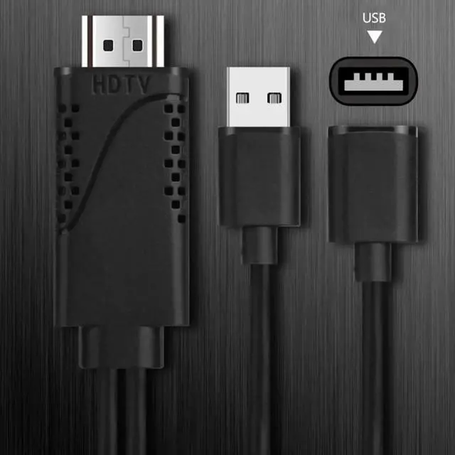 Alt view image 6 of 6 - USB Female to HDMI Male HDTV Adapter Cable for iPhone 7/7plus/6s 6 plus AC1068
