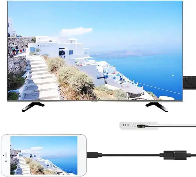 Alt view image 2 of 6 - USB Female to HDMI Male HDTV Adapter Cable for iPhone 7/7plus/6s 6 plus AC1068