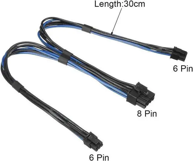 Alt view image 4 of 6 - 18AWG Dual Mini 6 Pin PCI-e Male to 8 Pin Male Y Splitter PCI E Power Cable Graphics Card Power Cord for Mac Pro
