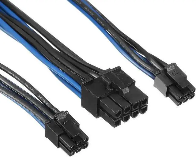 Alt view image 2 of 6 - 18AWG Dual Mini 6 Pin PCI-e Male to 8 Pin Male Y Splitter PCI E Power Cable Graphics Card Power Cord for Mac Pro