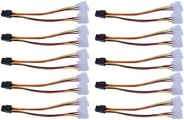 Main image of Aomoproing 10Pcs/Set Graphics Power Adapter Cable 6PIN Turn Double 4pin Dual Molex 4-Pin To One PCI-E 6-Pin Power Connector Y Adapter Cable
