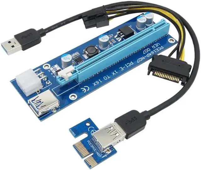 Alt view image 3 of 4 - PCI-E PCI E Express Riser Card 1x to 16x USB 3.0 Data Cable 30cm SATA Power Cable for BTC Miner Machine bitcoin mining