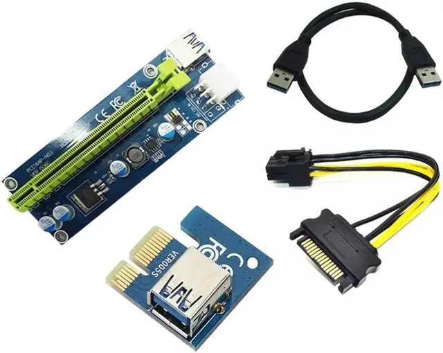 Alt view image 2 of 4 - PCI-E PCI E Express Riser Card 1x to 16x USB 3.0 Data Cable 30cm SATA Power Cable for BTC Miner Machine bitcoin mining