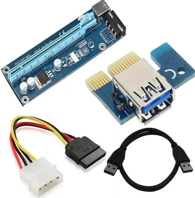 Alt view image 2 of 4 - USB 3.0 PCI-E PCI E Express Extender Riser Card 1x to 16x Cable 60cm SATA 15Pin Power Cable for BTC Miner Machine bitcoin mining