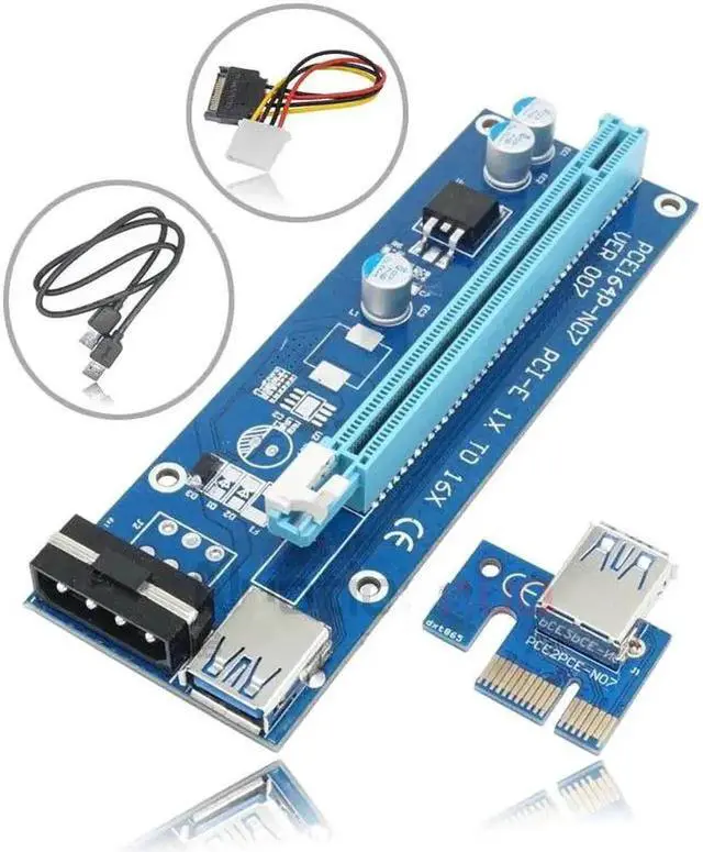 Alt view image 4 of 4 - USB 3.0 PCI-E PCI E Express Extender Riser Card 1x to 16x Cable 60cm SATA 15Pin Power Cable for BTC Miner Machine bitcoin mining