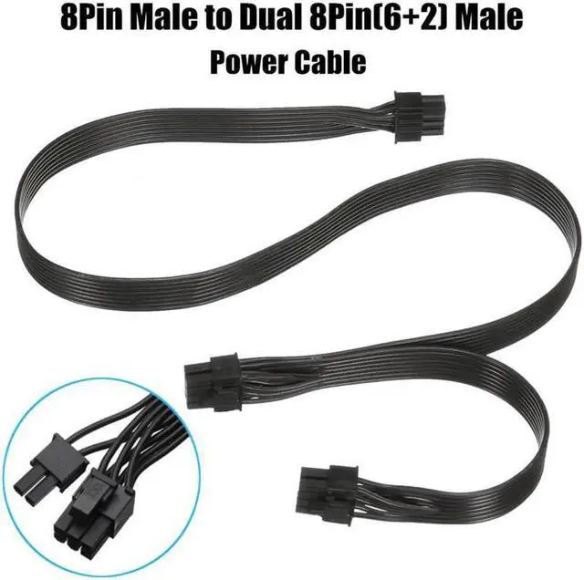 Main image of 60cm 18AWG 8 Pin Male to Dual 8Pin(6+2) Male PCI-E Video Graphics Card Power Cable GPU Power Extension Cable Cord