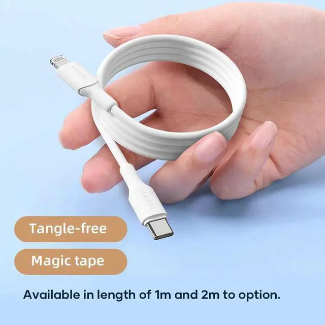 Alt view image 6 of 6 - Aomoproing ROCK 20W PD USB C Cable For iPhone 13 12 Pro Max Fast Charge USB C to Lighting Cable Data Wire Cord Phone Charger Type C Cable 1M