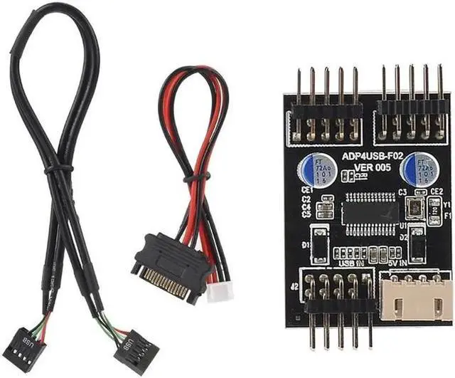 Main image of 9pin USB Connector 1 to 2 USB Extension Cable USB HUB USB2.0 9Pin Header Connector Adapter Port Multiplier with SATA Power Cable