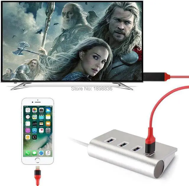 Alt view image 4 of 6 - 8 pin Lightning to HDMI HDTV AV Cable Adapter for iOS 10 11 iPhone X 5 SE 6S 7 8 Plus iPad Air 2 Pro mini iPod