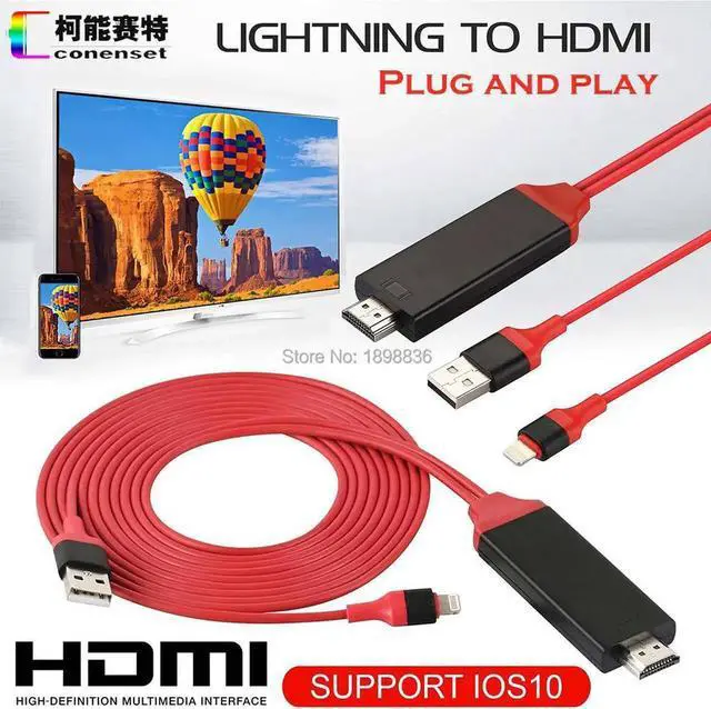 Main image of 8 pin Lightning to HDMI HDTV AV Cable Adapter for iOS 10 11 iPhone X 5 SE 6S 7 8 Plus iPad Air 2 Pro mini iPod