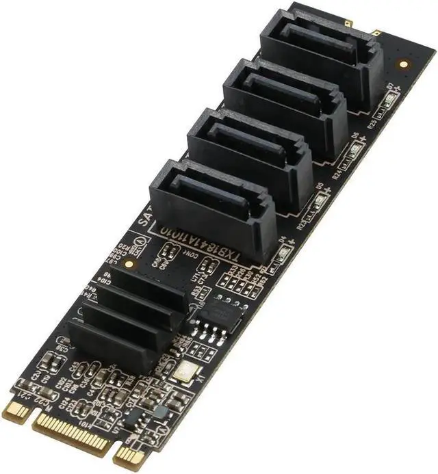 Alt view image 3 of 5 - M.2 NVMe to 4 SATA Adapter Controller Card, Internal 4 Port Non-RAID SATA III 6GB/s M.2 NVMe Adapter Card for Desktop PC Support SSD and HDD Hard Disk Drive