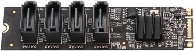 Alt view image 4 of 5 - M.2 NVMe to 4 SATA Adapter Controller Card, Internal 4 Port Non-RAID SATA III 6GB/s M.2 NVMe Adapter Card for Desktop PC Support SSD and HDD Hard Disk Drive