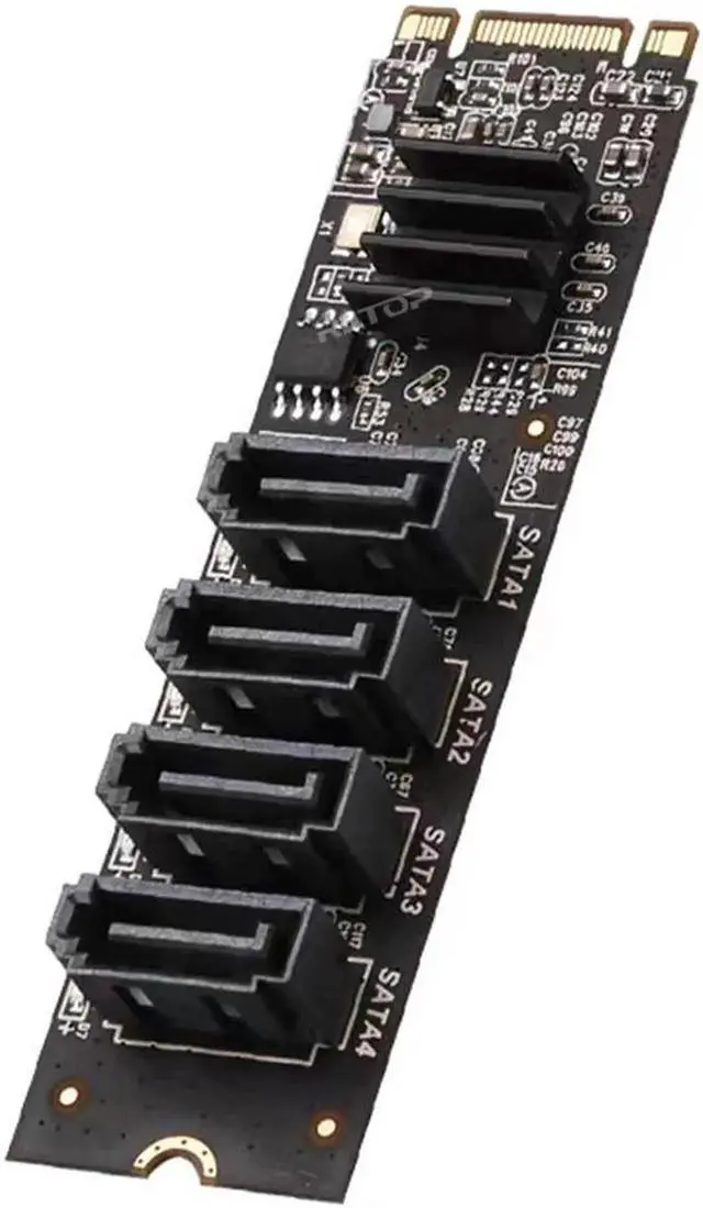 Main image of M.2 NVMe to 4 SATA Adapter Controller Card, Internal 4 Port Non-RAID SATA III 6GB/s M.2 NVMe Adapter Card for Desktop PC Support SSD and HDD Hard Disk Drive