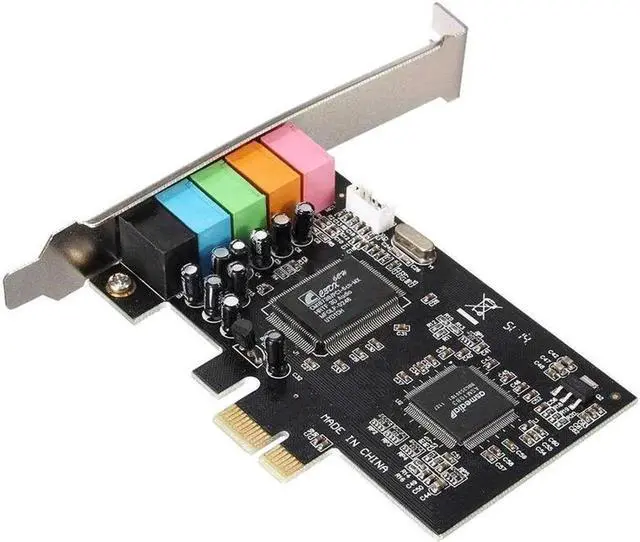 Alt view image 4 of 6 - PCIe Sound Card, 5.1 Internal Sound Card for PC Windows 10 w/ Low Profile Bracket, 3D Stereo PCI-e Audio Card, CMI8738 Chip 32/64 Bit Sound Card PCI Express Adapter