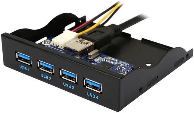 Main image of 3.5" Internal Floppy Bay Front Panel Motherboard Mainboard USB 3.0 20Pin Header to 4 Port USB 3.0 Female Hub Adapter Bracket w/ 60cm Cable