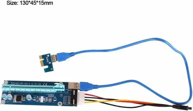 Alt view image 3 of 6 - Mining Dedicated Graphics Card PCI-E To PCIE Riser Card 1X To 16X Cable PCE164P-NO3 With 6 Pin To SATA Power Supply USB 3.0