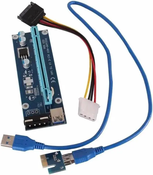 Main image of Mining Dedicated Graphics Card PCI-E To PCIE Riser Card 1X To 16X Cable PCE164P-NO3 With 6 Pin To SATA Power Supply USB 3.0