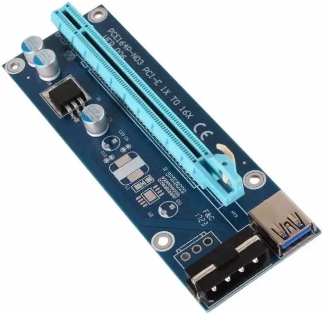 Alt view image 2 of 6 - Mining Dedicated Graphics Card PCI-E To PCIE Riser Card 1X To 16X Cable PCE164P-NO3 With 6 Pin To SATA Power Supply USB 3.0