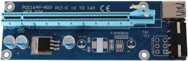 Alt view image 6 of 6 - Mining Dedicated Graphics Card PCI-E To PCIE Riser Card 1X To 16X Cable PCE164P-NO3 With 6 Pin To SATA Power Supply USB 3.0