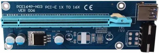 Alt view image 5 of 6 - Mining Dedicated Graphics Card PCI-E To PCIE Riser Card 1X To 16X Cable PCE164P-NO3 With 6 Pin To SATA Power Supply USB 3.0