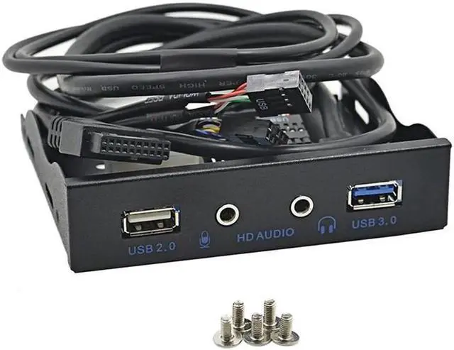 Alt view image 5 of 5 - USB 3.0 + USB 2.0 2-Port 3.5 Inch Metal Front Panel Hub w/ HD Audio Output Port & Microphone Input,USB 20-pin & 10-pin to USB Type-A Femal Adapter Cable w/ 3.5" Floppy Bay Bracket