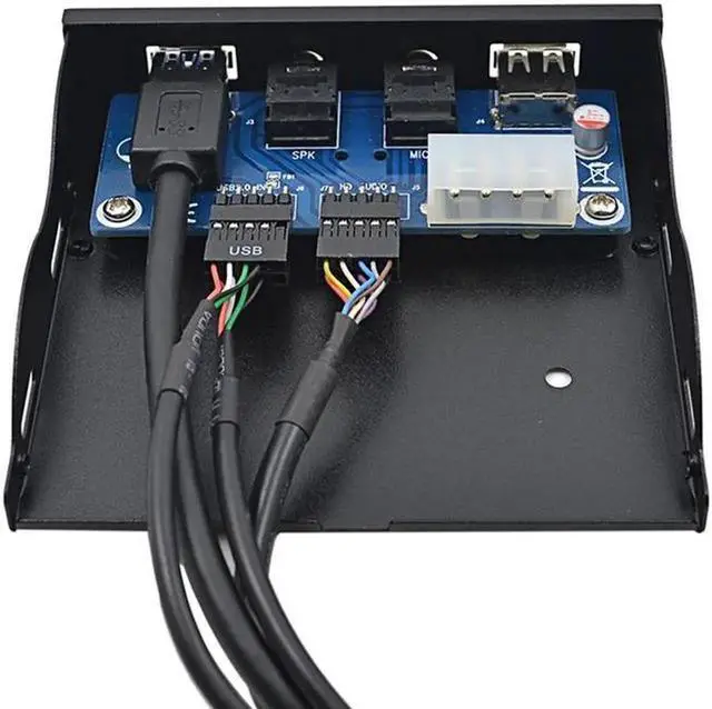 Alt view image 3 of 5 - USB 3.0 + USB 2.0 2-Port 3.5 Inch Metal Front Panel Hub w/ HD Audio Output Port & Microphone Input,USB 20-pin & 10-pin to USB Type-A Femal Adapter Cable w/ 3.5" Floppy Bay Bracket