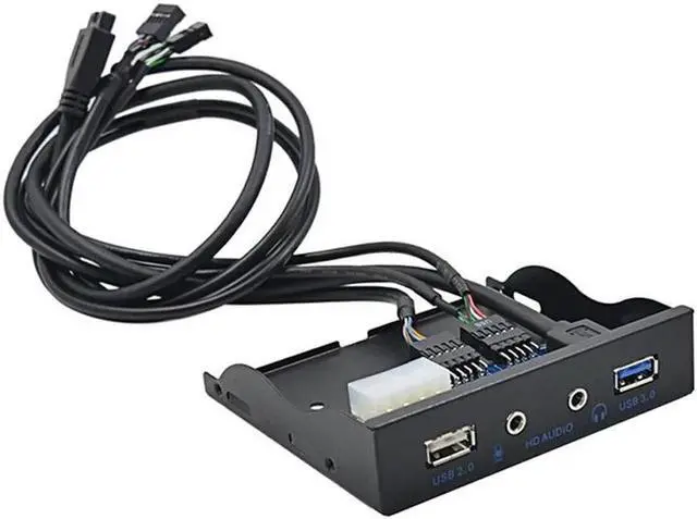 Alt view image 2 of 5 - USB 3.0 + USB 2.0 2-Port 3.5 Inch Metal Front Panel Hub w/ HD Audio Output Port & Microphone Input,USB 20-pin & 10-pin to USB Type-A Femal Adapter Cable w/ 3.5" Floppy Bay Bracket