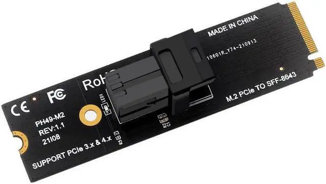 Alt view image 4 of 4 - M.2 NVMe M-Key to SFF-8643 Adapter Expansion Card, MiniSAS to NVMe PCIe 4.0 Card for U.2 (SFF-8639) NVMe SSD - Support Intel 750 SSD