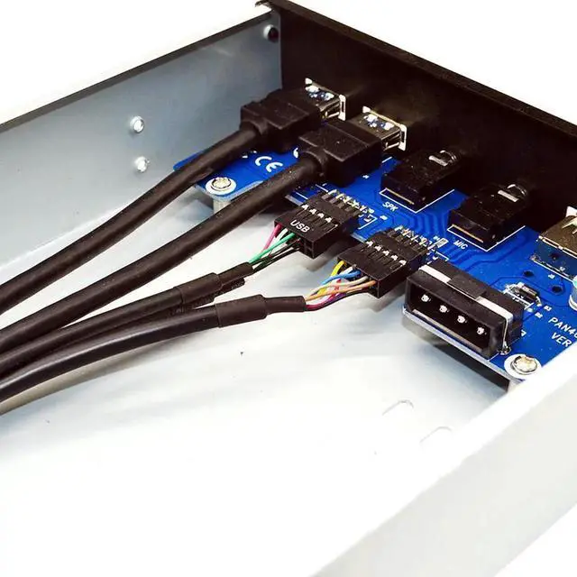 Alt view image 5 of 5 - FP525U32U22AM 5.25-Inch Front Panel 4 Ports USB Hub w/ HD Audio Output & Microphone,2 Port USB 3.0 & 2 Port USB 2.0 Hub w/ Stereo Audio Mic 5.25" CD-ROM Bay Bracket