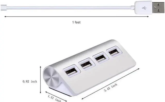 Alt view image 4 of 5 - Premium 4 Port Aluminum USB 2.0 Hub with LEDs for Mac, MacBook Air Pro,Ultrabooks,Microsoft Surface RT,Laptops,Raspberry pi,and any PC
