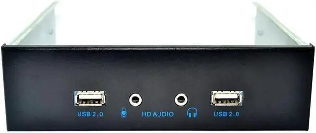 Main image of 5.25 Inch Front Panel 2 Port USB 2.0 Hub w/ HD Audio Output Port & Microphone Input,USB 9-pin to 2 x USB 2.0 Type-A Female Splitter Adapter Cable w/ 5.25" CD-ROM Bay Bracket