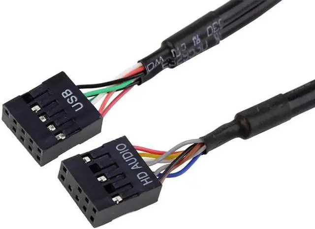 Alt view image 4 of 4 - 5.25 Inch Front Panel 2 Port USB 2.0 Hub w/ HD Audio Output Port & Microphone Input,USB 9-pin to 2 x USB 2.0 Type-A Female Splitter Adapter Cable w/ 5.25" CD-ROM Bay Bracket