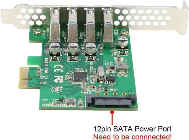 Alt view image 5 of 5 - 4 Port USB 3.0 PCIe Card 5Gpbs, PCI-e to USB3.0 Expansion Adapter Card Controller, Low Profile Bracket, for Windows 11, 10, 8.x, 7, Vista, XP Desktop PCs