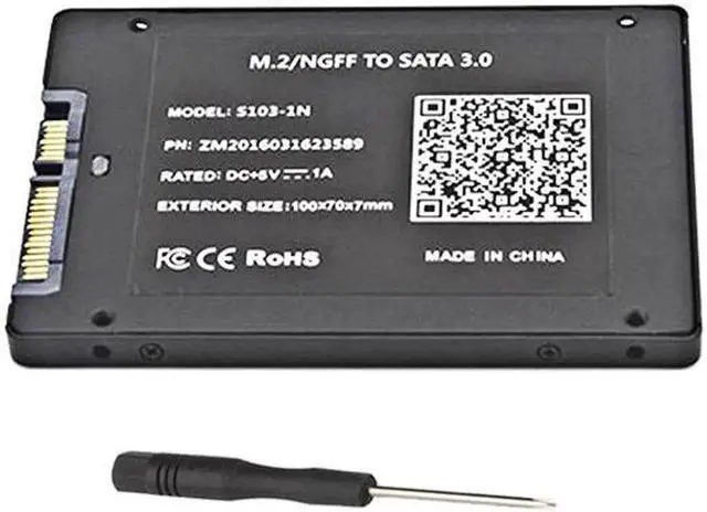 Alt view image 2 of 4 - M.2 NGFF (SATA) SSD to 2.5inch SATA Adapter Converter w/ 7mm Case Enclosure for Socket 2 B/B+M Key NGFF, 2.5" SATA III to SATA-bus 2280 2260 2242 2230 M.2 (NGFF)