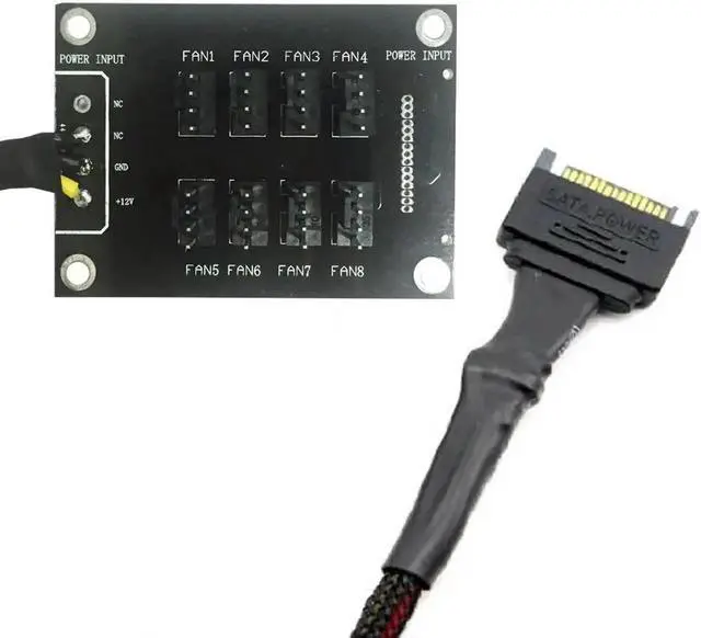 Alt view image 2 of 4 - SATA 1 to 8 4Pin Molex Cooler Cooling Fan Hub Splitter PWM Power Supply Speed Controller SATA Power Cable Adapter For BTC Mining