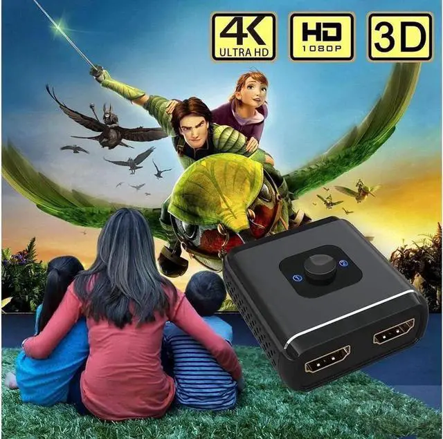 Alt view image 2 of 6 - 4K @60Hz HDMI Switch, Aluminum Bidirectional HDMI Switcher,HDMI Splitter 1 in 2 Out or 2 in 1 Out, Manual HDMI Hub Supports 4K 3D 1080P for HDTV Blu-Ray-Player FireStick Xbox