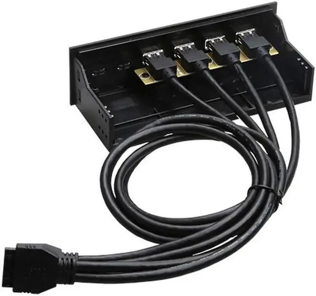 Alt view image 3 of 3 - PC computer 5.25 inch front panel 4 Ports USB 3.0 Hub Splitter, 60CM Dual 2 x USB 3.0 Type A Female to 20pin Cable -Black Plastic