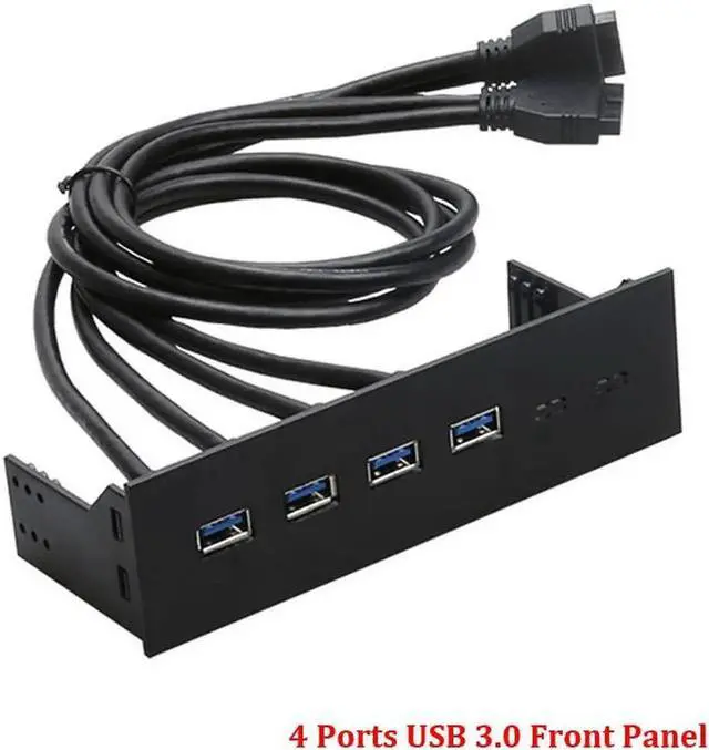 Alt view image 2 of 3 - PC computer 5.25 inch front panel 4 Ports USB 3.0 Hub Splitter, 60CM Dual 2 x USB 3.0 Type A Female to 20pin Cable -Black Plastic