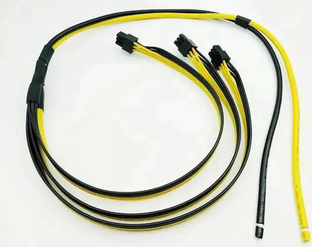 Alt view image 6 of 6 - 90cm Power Supply Cable 1 to 3 6Pin Adapter Cable 6pin GPU Video Card Wire 12AWG + 18AWG Cable for BTC ETH Antminer Miner Mining