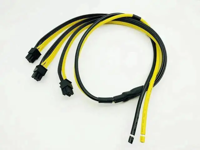 Alt view image 5 of 6 - 90cm Power Supply Cable 1 to 3 6Pin Adapter Cable 6pin GPU Video Card Wire 12AWG + 18AWG Cable for BTC ETH Antminer Miner Mining