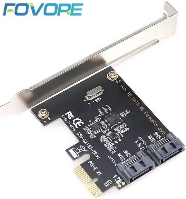 Alt view image 4 of 6 - Aomoproing PCI-E PCI Express to SATA 3.0 Extension Card with Bracket 2-Port SATA III 6Gbps Expansion Adapter pci e sata3 pcie sata 3 card