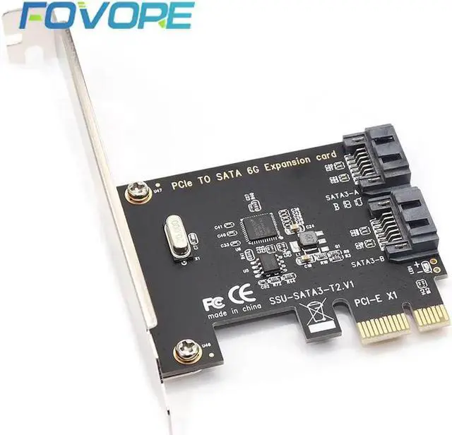 Alt view image 5 of 6 - Aomoproing PCI-E PCI Express to SATA 3.0 Extension Card with Bracket 2-Port SATA III 6Gbps Expansion Adapter pci e sata3 pcie sata 3 card